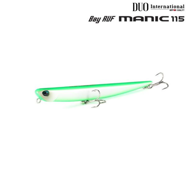 デュオ ベイルーフ マニック 115■Length：115ｍｍ■Weight：16ｇ■Type：重心固定・シンキング■Action：微振動タイトロール■Range：0〜0,2m■Hook：＃8■Ring：♯2