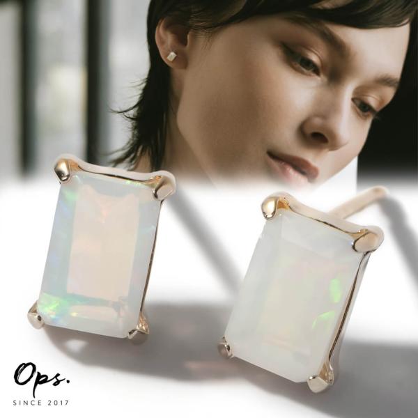 Ops.（オプス） オパール 天然石 ピアス 10K 金属アレルギー 対応