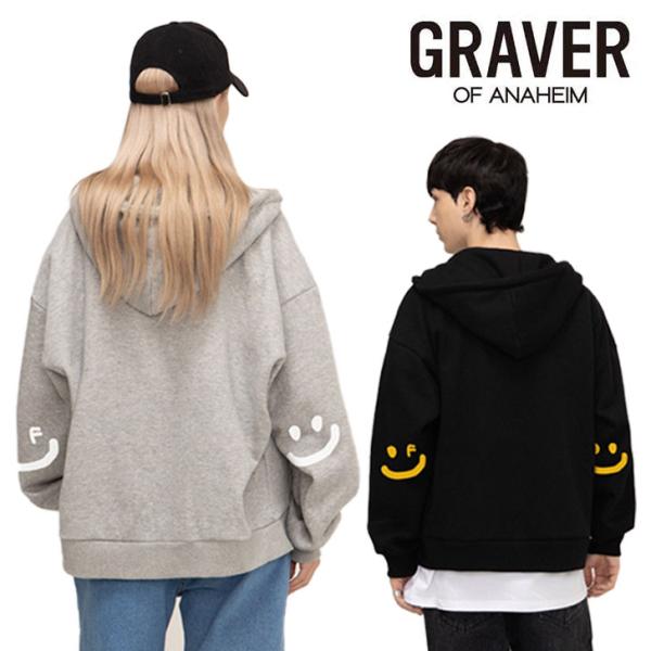 グレーバー パーカ GRAVER 正規販売店 Elbow drawing smile white clip