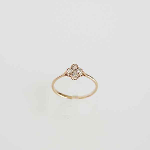 指輪 リング K18PG ダイヤモンド フラワーモチーフ H&C ハート