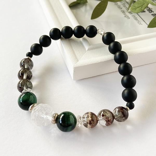 メール便対応 ブレスレット メンズ パワーストーン 天然石 グリーンタイガーアイ ガーデンクォーツ 苔水晶 ブラックオニキス 数珠 お守り 金運 仕事運 洞察力 季節を折りかさねる暮らし 折々屋 通販 Yahoo ショッピング