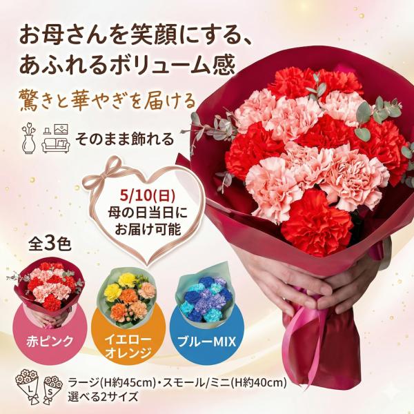 【母の日 対応商品】お母さんを笑顔にするカーネーションブーケ