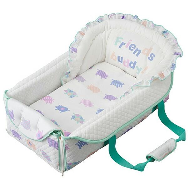 クーファンにお昼ねマットにＢａｇにも全部で５通りにも展開できて重宝します。赤ちゃんを寝かせておくクーファンとしてはもちろん、オムツ替え、お昼ねマット、プレイマット、バッグにと5通りに使えるマルチなアイテム。家の中でももちろん、お出かけや帰省...