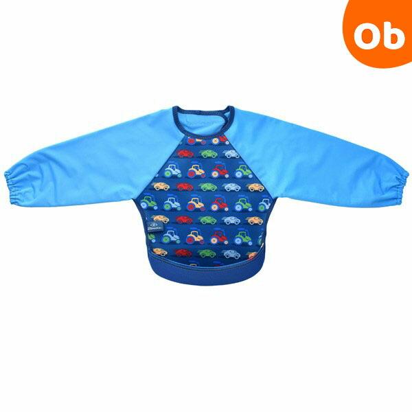 イギリスで人気のお食事エプロン！柔らかウェットスーツ素材！！●ウェットスーツ素材と防水素材でできた、とっても軽くて軟らかい袖付きのベビー用エプロンです。●裾をまくれば、立体的で大きな食べこぼしキャッチ用ポケットが登場！床に落ちる食べこぼしも...