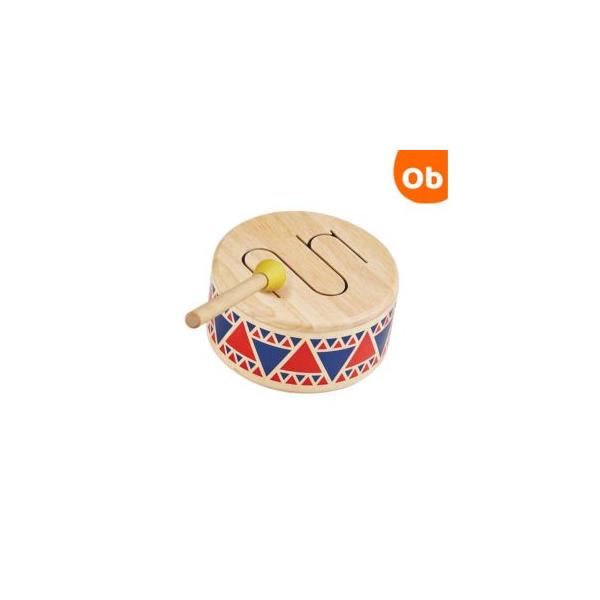 子供がたたいても大丈夫なしっかりとしたドラムです。空間の認識力、腕の筋力、聴覚も養われるすばらしいおもちゃです。たいこの側面にはカラフルな模様が描かれ、バチのヘッド部分には、柔らかな音色にするためにゴムが使われています。■対象年齢：19カ月...