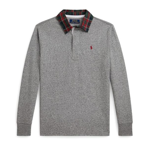 ポロ・ラルフローレン Plaid-Collar コットン ジャージー Rugby シャツ (ビッグ キッズ) キッズ・ジュニア Tシャツ