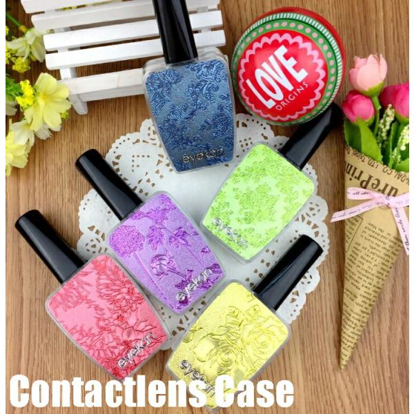 ミラー付きケース、レンズボックス、ケア液ボトル、クリップ、吸盤が入ったコンタクトレンズボックス。 ソフト用のコンタクトケース、カラーコンタクトレンズケースとなります。マニキュアそっくりで見間違えそう笑サイズ：11.5cm×5cm2cm