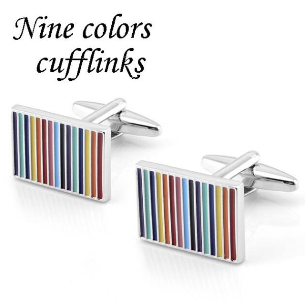 Nine colorsカフスボタン ９色ラインカフスリンクス　カフリンクス