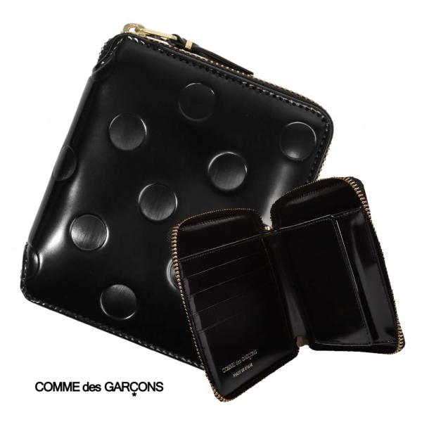 COMME des GARCONS ラウンドファスナー二つ折り財布 ロゴ 本革 コムデギャルソン COMME des GARCONS 財布 二つ折り ブラック 黒