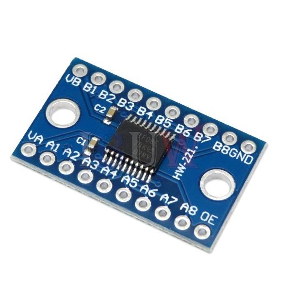 TXS0108E搭載、8CH双方向ロジックレベルコンバーターです。I2C、SPIなどで、3.3V-5Vの双方向変換が可能です。Vcca端子サポート電圧: 1.2v-3.6vVccb端子サポート電圧: 1.65v-5.5vデータシートhttp...