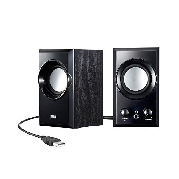 サンワサプライ USBスピーカー 木製キャビネット パッシブラジエーター搭載 ブラック MM-SPU7BK