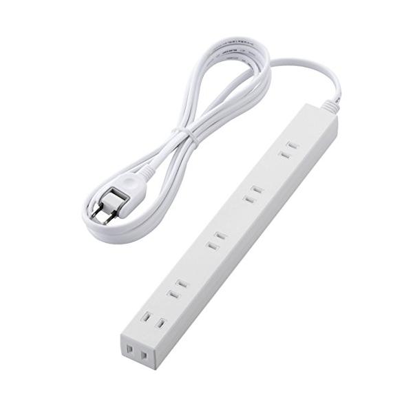 他サイト： エレコム(ELECOM) 電源タップ ACアダプタが5つ挿せる幅広コンセント 雷ガード付 6個口 3m ホワイト T-NSLK-2630WHの商品画像