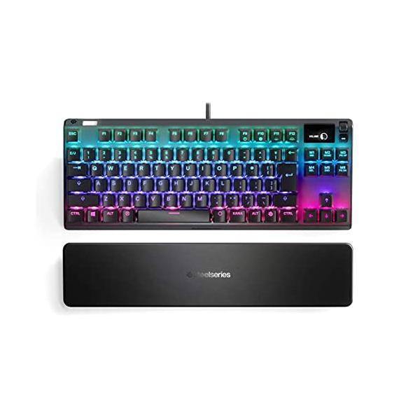 SteelSeries ゲーミングキーボード テンキーレス 青軸 有線 日本語配列 有機ELディスプレイ搭載 Apex 7 TKL Blue S