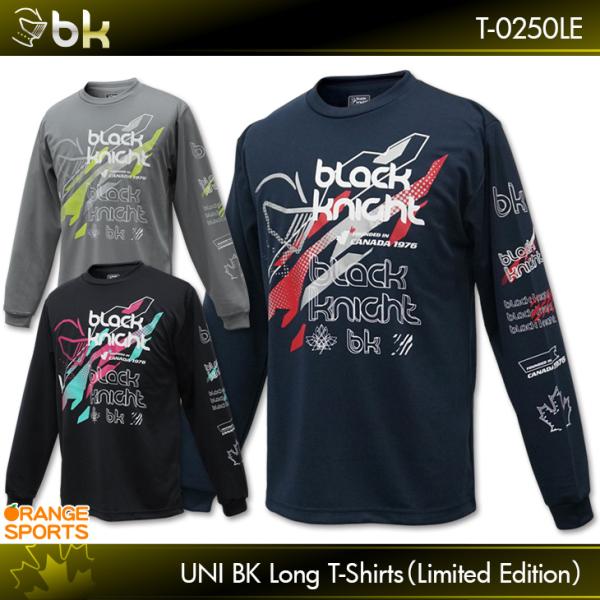 ブラックナイト 限定ロングTシャツ T-0250LE 男女兼用 ロングスリーブTシャツ バドミントン Tシャツ 長袖 black knight BK :bk-t-0250le:スポーツショップ日新 ヤフー店 通販 blackknight ブラックナイト ウエア バドミントン専門店会限定ドライTシャツ T-3182S