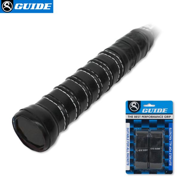 GUIDE(ガイド)のハーフリッジグリップ2本入りです。業界初のハーフリッジグリップ。オーバーグリップとしては業界初のステッチ加工を施した画期的なグリップテープ。このコブによりグリップ力が向上し、ラケットのすっぽ抜け防止になります。約50c...
