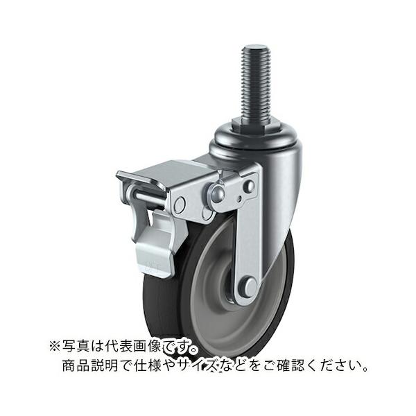 ユーエイ ねじ込み式 自在 キャスター ゴム 車輪径75mm ストッパー付き Sタイプ ST-SW特殊型 ネジ寸法M12×35ピッチ1.75 ( ST-75NRBSW-3-M12-35 )