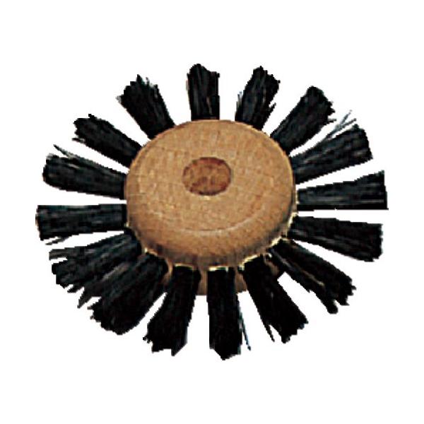 [特長]●弾力性に優れた豚毛を使用しています。●テーパーねじ付のグラインダーで使用します。●耐摩耗性に優れたブラシです。[仕様]●外径(mm)：48●厚さ(mm)：13●穴径(mm)：Φ5〜7●毛材：豚毛●毛丈(mm)：13●最高使用回転数...