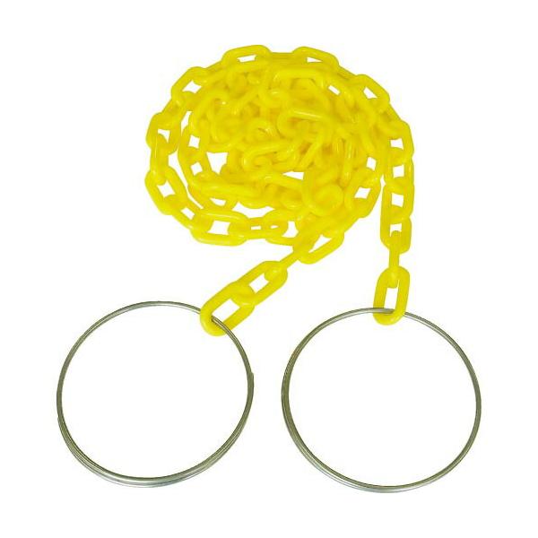 [特長]●持ち運びが便利です。●折りたためるのでかさばりません。●コーン用のステンレス製リング付チェーンです。[仕様]●色：イエロー●径(mm)：6●長さ(m)：2●寸法：6×2000mm[材質／仕上]●チェーン:ポリエチレン（PE）●リン...