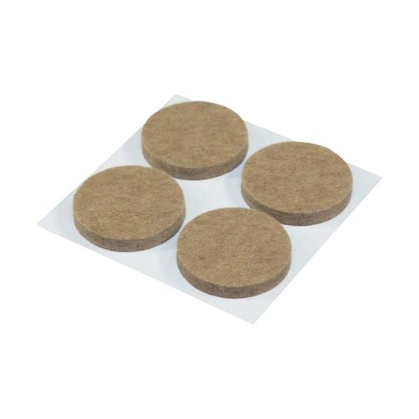 [特長]●便利な粘着剤付ですぐに使用できます。●フェルト部分は特殊加工で、ほつれにくく耐久性もよくなっています。[仕様]●厚さ(mm)：4●色：茶●形状：丸●サイズ(mm)：φ28●タイプ：粘着タイプ●製造国：日本●粘着テープ付●厚さ：4m...