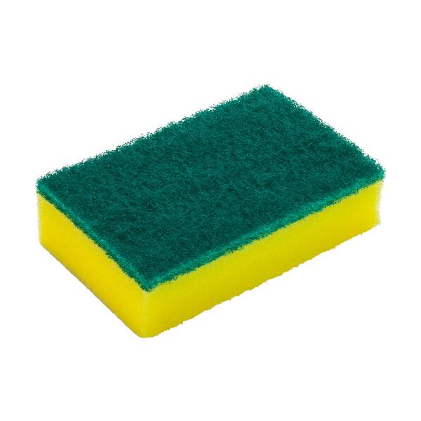 [特長]●洗剤の含みが良いスポンジと、研磨材をコーティングしたナイロン不織布で、ガンコな汚れも簡単に洗い落とせます。[仕様]●縦(mm)：115●横(mm)：75●厚さ(mm)：31●色：黄/緑[材質／仕上]●ナイロン不織布(研磨粒子付)、...