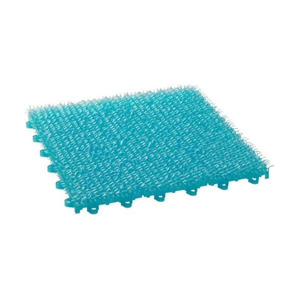 [特長]●毛足の長いスケルトンタイプの人工芝で、素足で踏んでもやわらかくて心地よいです。[仕様]●色：ブルー●サイズ長辺(mm)：300●サイズ短辺(mm)：300●厚さ(mm)：25●厚さ：約25mm[材質／仕上]●ポリエチレン樹脂(老化...