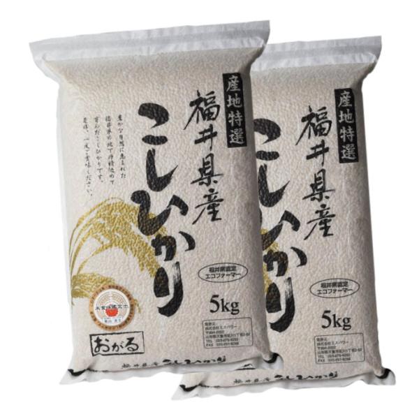 コシヒカリ 10kg(5kg×2) 送料無料 玄米 令和7年度 福井県産 農薬節減栽培 真空パック 福井県認定エコファーマー