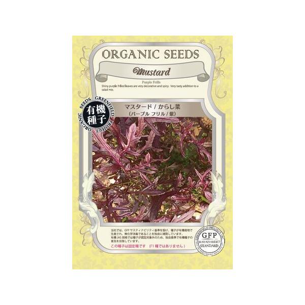 マスタード 種 からし菜 パープルフリル 紫 オーガニック 有機種子 固定種