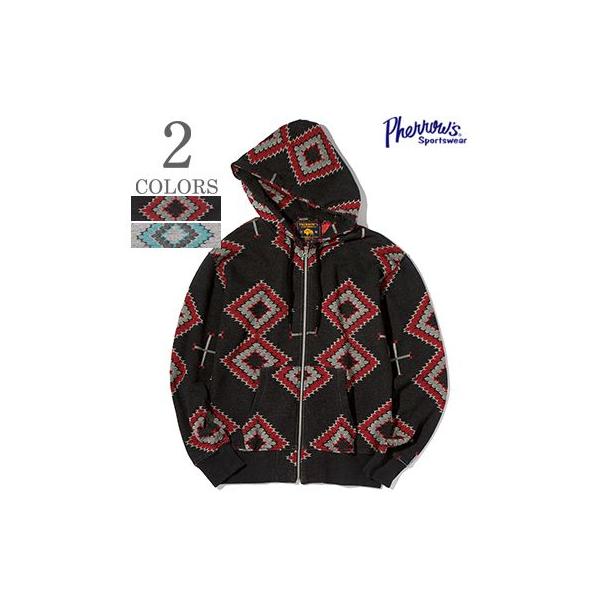 Pherrow's（フェローズ） ジャガードパイル ラグ柄 フルジップパーカー