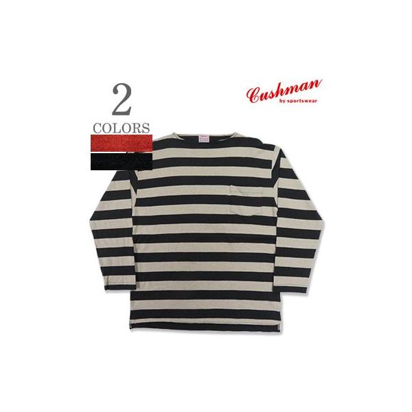 CUSHMAN クッシュマン 八分袖|20番双糸|ボーダー|ポケットTシャツ『HEAVY WEIGHT BORDER BOAT NECK TEE』【アメカジ・ワーク】26849 CUSHMAN（クッシュマン） 八分袖 20番双糸 ボーダー ポケットTシャツ