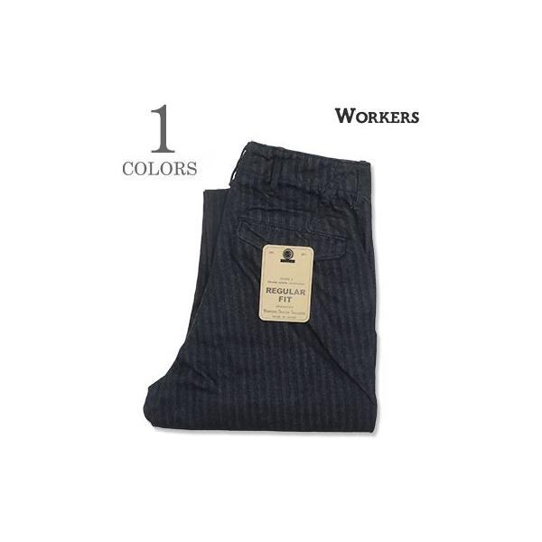 ワーカーズ インディゴヘリンボン トラウザーズ レギュラーフィット WORKERSOfficer Trousers Regular Type2, Indigo Herringbone 26s-4-otrf-id