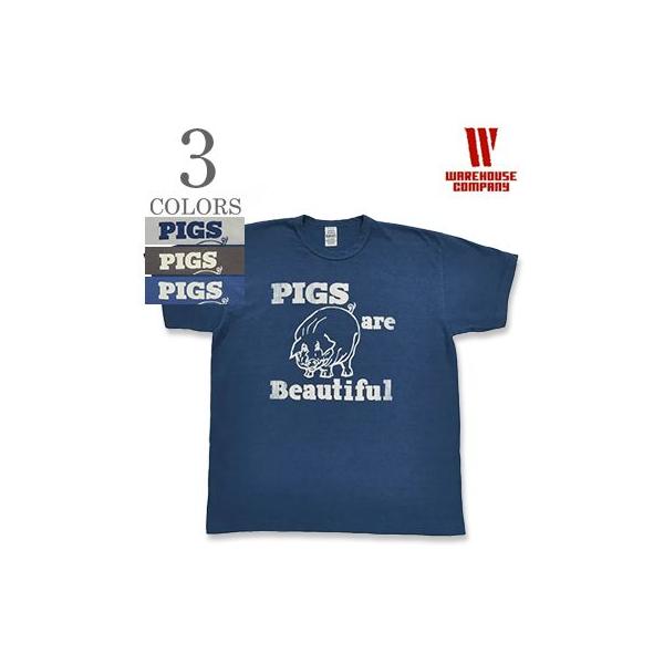 ウエアハウス 半袖 19/-天竺 セコハン ONE WASH プリントTEE WAREHOUSE 2nd hand PIGS ARE BEAUTIFUL SST 4064-PIGS