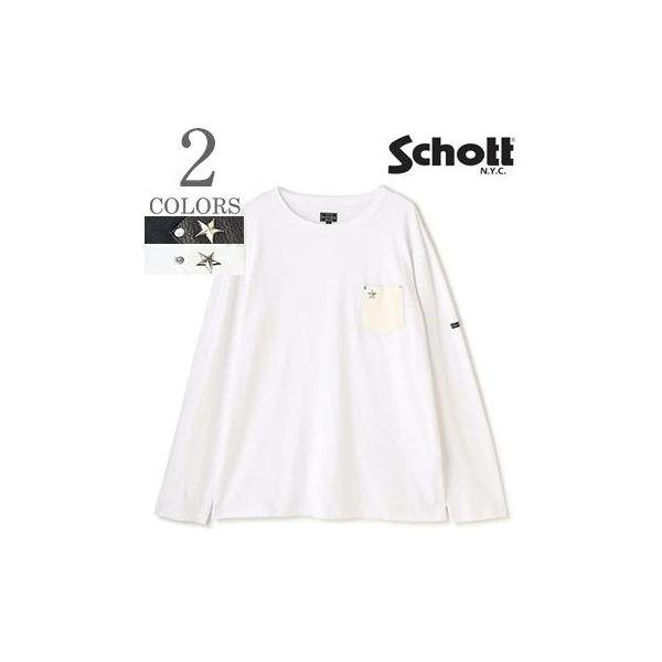 Schott N.Y.C（ショット） 長袖 クルーネック ディアスキン スタッズ