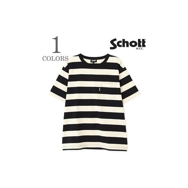 Schott N.Y.C（ショット） ショット半袖 クルーネック ワイドボーダー