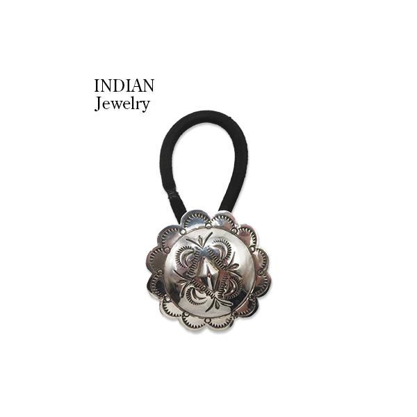 INDIAN JEWELRY ナバホ族 スタンプワーク コンチョ リポウズ ヘアゴム Navajo Stampede Concho Hair Tie Unknown IJ-576