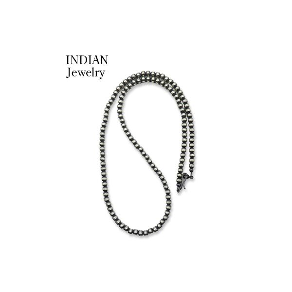 INDIAN JEWELRY ナバホ族 ハンドメイド シルバービーズチェーン 50cm Navajo Pearl Necklace Unknown IJ-669