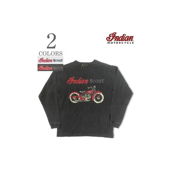 インディアンモーターサイクル 長袖 Made in USA ピンストライプ プリントTEE  INDIAN SCOUT PIGMENT LST IM69791