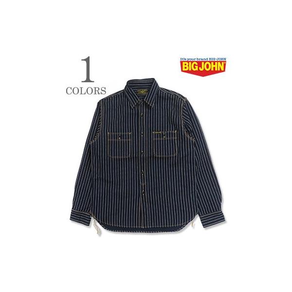 ビッグジョン 長袖 ウォバッシュストライプ ワークシャツ 10oz SELVADGE DENIM WABASH WORK SHIRTS MS005E