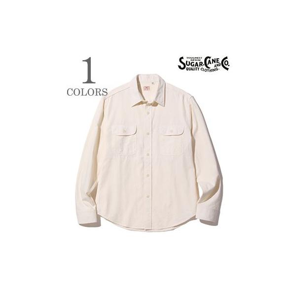 SUGAR CANE シュガーケーン 長袖 シャンブレーワークシャツ WHITE 
