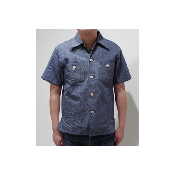 SUN SURF サンサーフ 半袖 微塵縞 万筋 ワークシャツ 9oz. MANSUJI