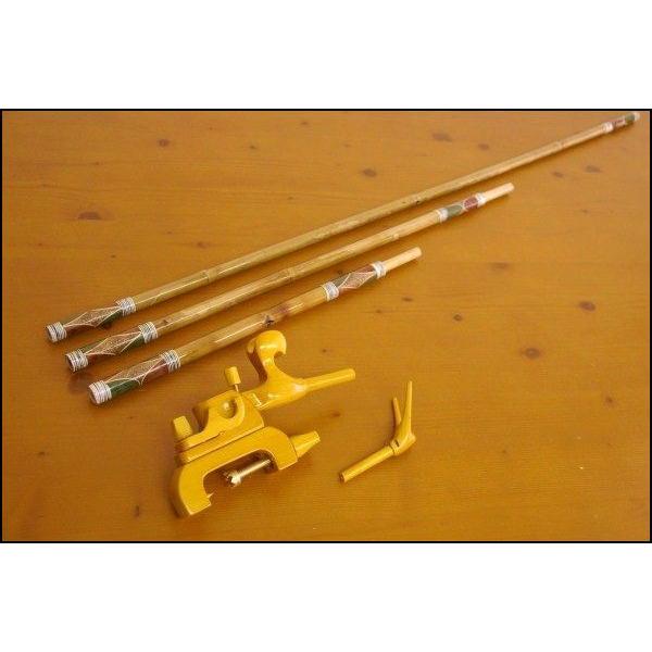 ヘラブナダイシン 竹製竿掛け 2本物 + 銘木大砲万力セット (40076
