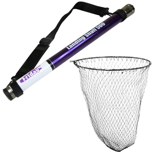 おり釣具 フライデー 超小継玉の柄 5m ＆ 折りたたみネット四つ折り磯玉網 55cm ２点セット (landingset-269)爆買