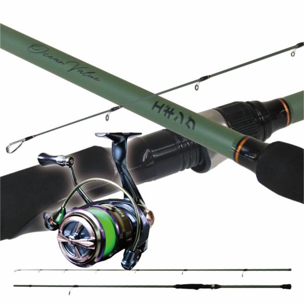 ロッド全長…約243cm仕舞寸法…約125cm継数…2自重…約124g先径/元径…約1.7mm/約10.5mm（リールシート上部）適応エギサイズ…2〜3.5号リールギヤ比…6.2：1自重…264ｇボールベアリング…7+1糸巻量…PE1.0号...