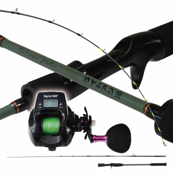 ロッド船竿 オーシャンバリュー ライトアジ 165 64調子全長…約168cm仕舞寸法…約121cm継数…2自重…約122g先径/元径…約1.6mm/約8.4mm（リールシート上部）適応錘負荷…20〜60号リールSeaMastug Digi...