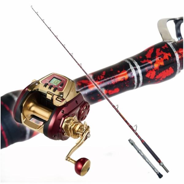 新たにスプラッシュカラーをまとった、ゴクスペの深海ロッド「ディープシー」のニューモデルと、電動リール「シーボーグ G1800M-RJ」とのセット。深海、大物釣りをターゲットにしたセットです！
