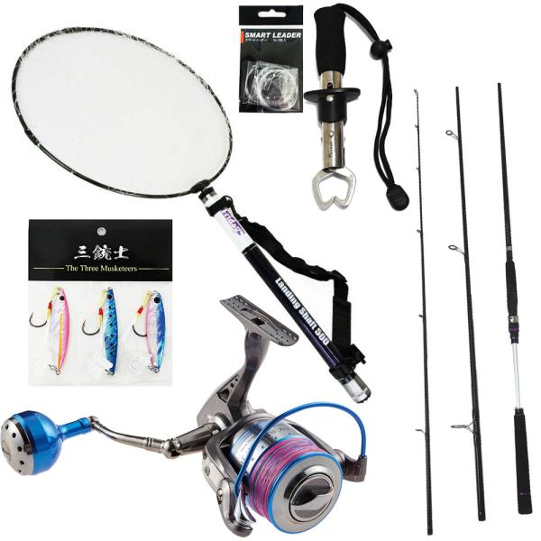 検索：ショアジギング ライトショアジギング ランディングネット 青物 ハマチ ワラサ イナダ ツバス サワラ サバ 初心者セット 入門 ビギナー 初心者 3ピースロッド サーフ ヒラメ マゴチ