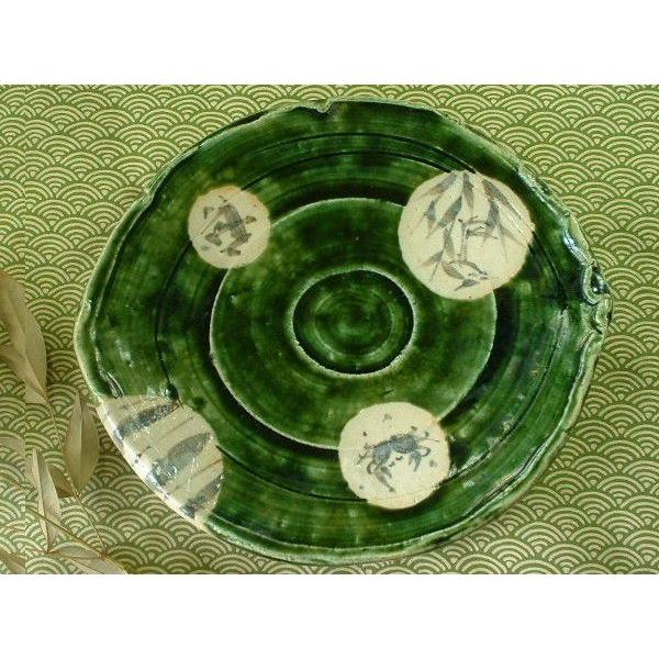 作家物 玉山窯 ?玉置保夫 ？織部 花椿 小鉢 2個セット 取皿□