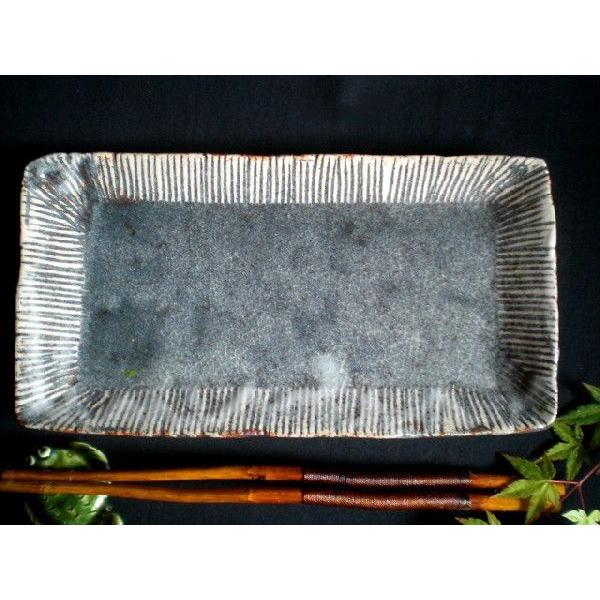 214【玉置保夫 保夫窯】長方皿 志野 織部 食器 台所 共箱