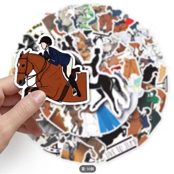 【50枚】乗馬ステッカーシール　防水タイプ