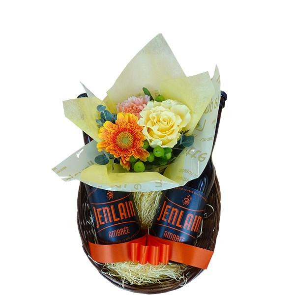 父の日 お花 プレゼント ビール お花 ギフト お酒 生花 フランス 地ビール ジャンラン アンバー 330ml 2本 生花 黄色 オレンジ 誕生日 Sagaretxe Net