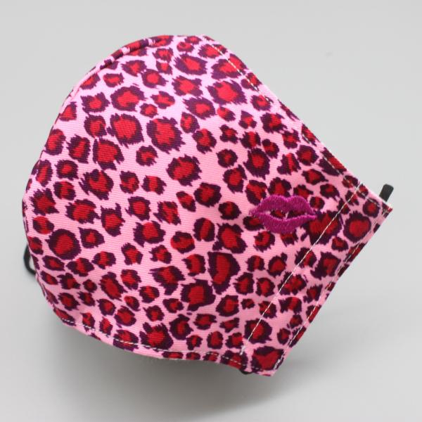 ひょう柄 刺繍 キスマーク おしゃれ 裏ガーゼ ファッションマスク